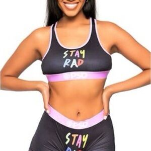 PSD Black and Pink 'Stay Rad' Sports Bra